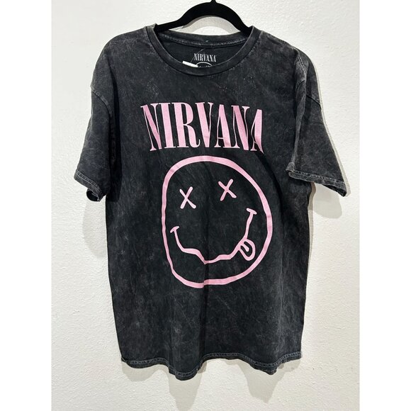 NEW Nirvana Big Logo in Pink Tee, Size L - Picture 1 of 3